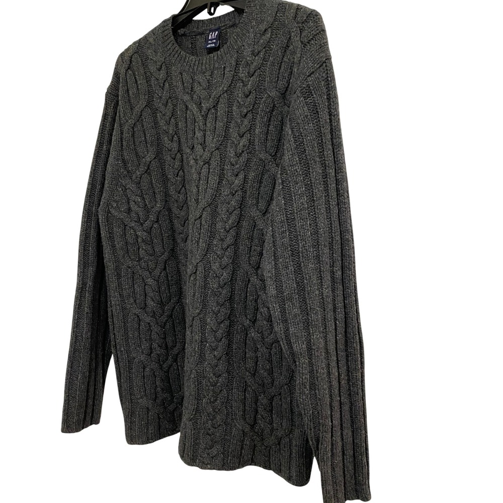 Fisherman Gap Cable Knit Sweater Womens XL Grey Braided Crew Neck Heavy Knit - Picture 6 of 7